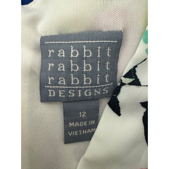 Blue Bird Floral Print Fit & Flare Dress w/Tie Size 12 Summer Fall Wedding Party - Picture 5 of 8